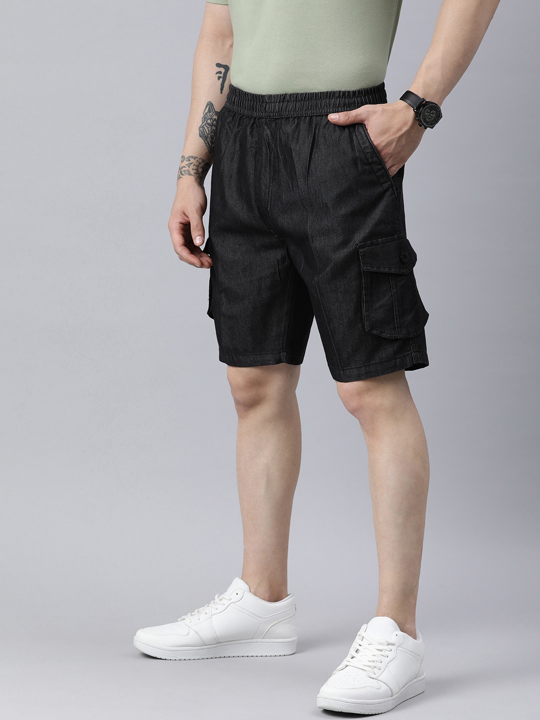 

ADBUCKS Men Regular Fit Cargo Shorts, Black