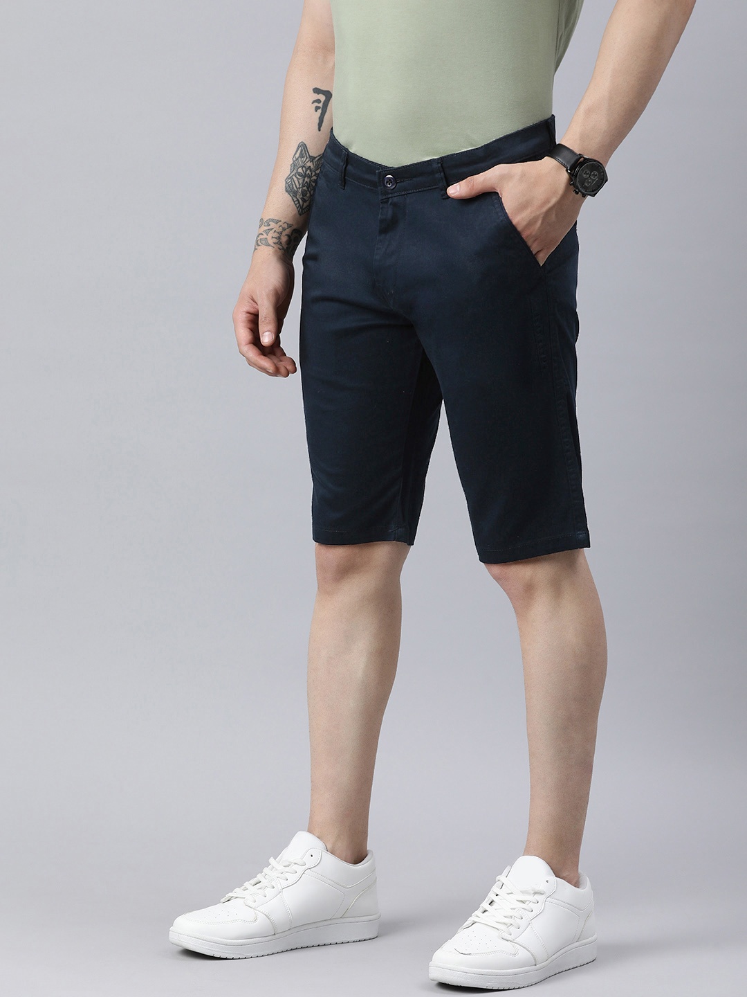 

ADBUCKS Men Regular Fit Chino Shorts, Blue