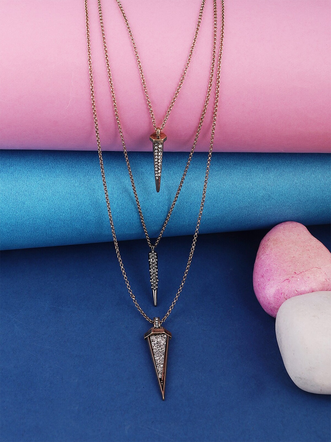 

AQUASTREET Gold-Toned & White Gold-Plated Layered Necklace