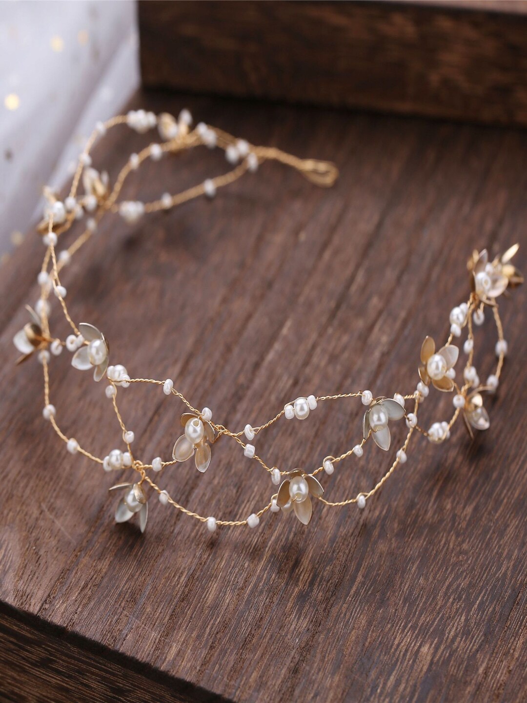 

AQUASTREET Women Gold-Toned & White Embellished Tiara