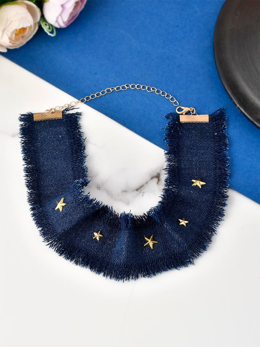 

AQUASTREET Gold-Toned & Blue Gold-Plated Choker Necklace