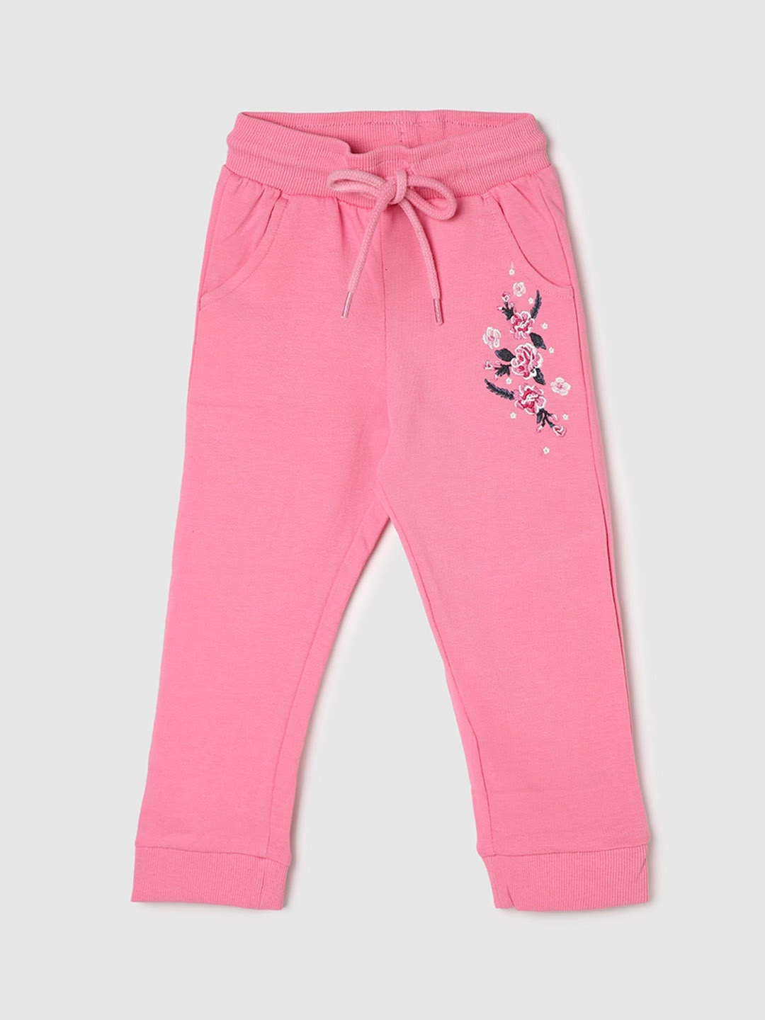 

max Infant Girls Pure Cotton Mid-Rise Joggers, Pink