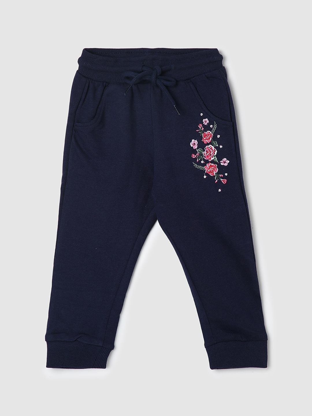 

max Infant Girls Printed Pure Cotton Joggers, Blue