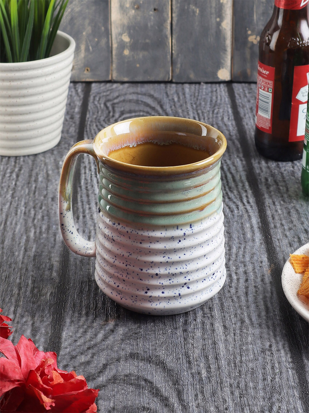 

MIAH Decor White & Green Printed Ceramic Matte Mug 670 ml