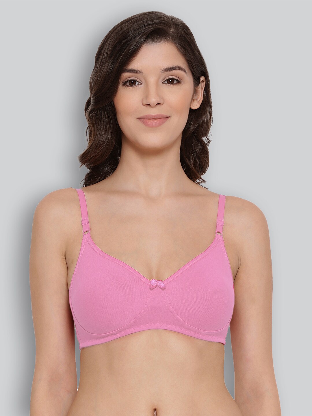 

LYRA Premium Cotton Seamless Moulded T-shirt Bra with Adjustable Strap, Pink