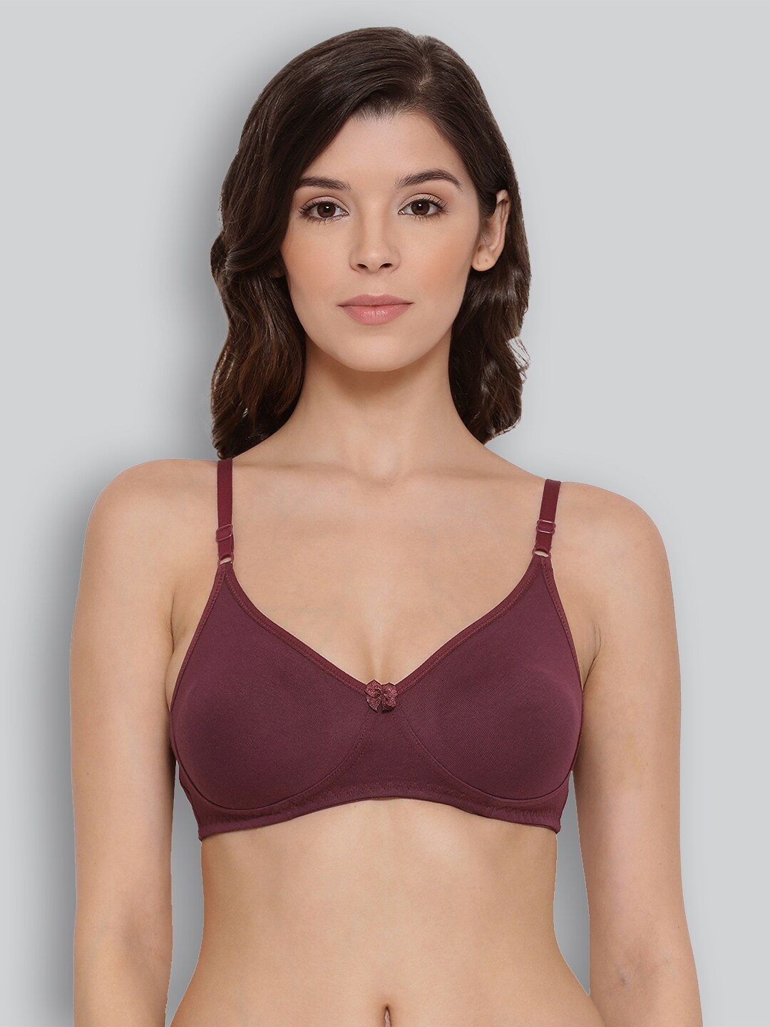 

LYRA Premium Cotton Seamless Moulded Tshirt Bra with Adjustable Strap, Maroon