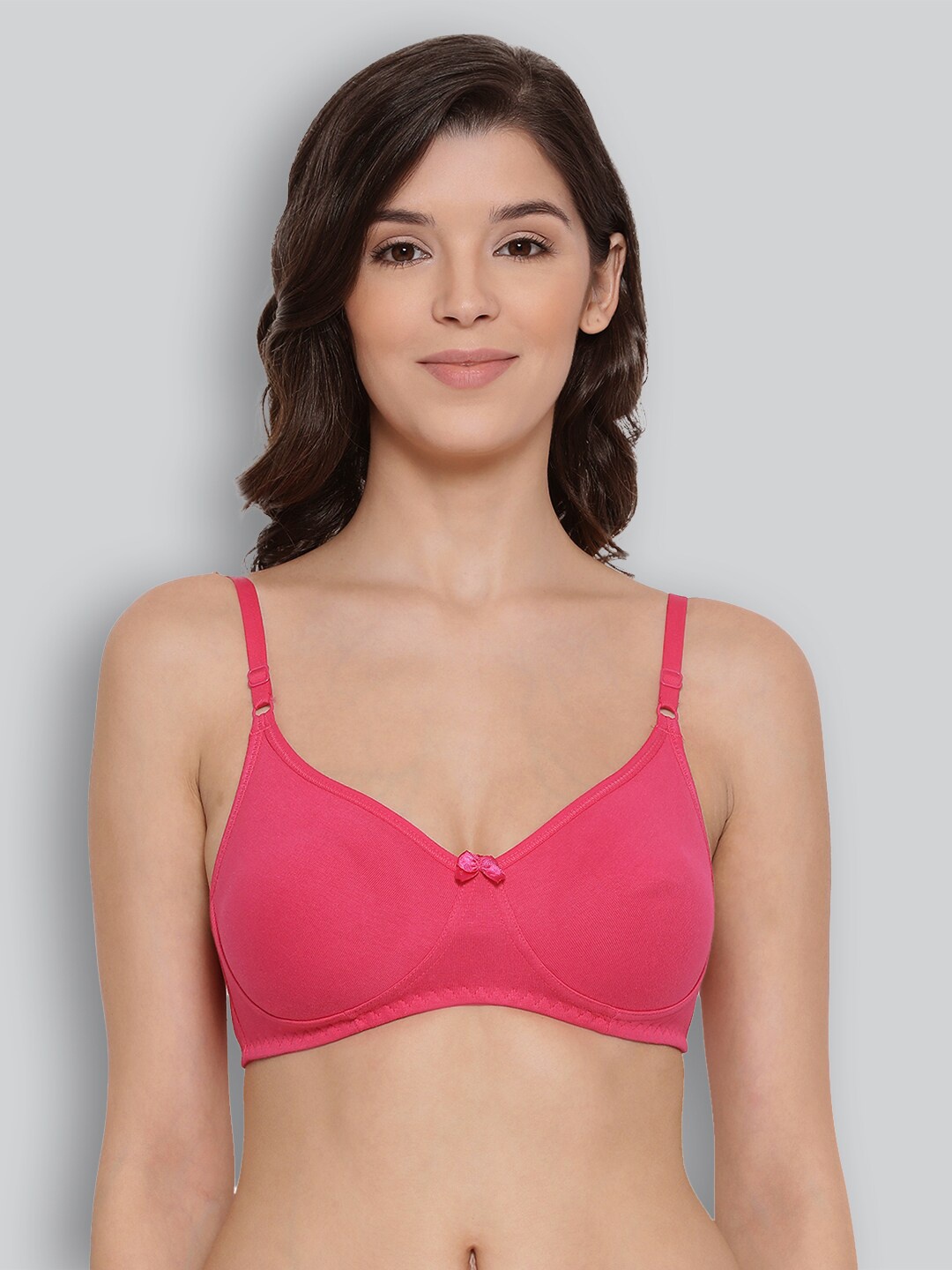 

LYRA Premium Cotton Seamless Moulded T-shirt Bra with Adjustable Strap, Fuchsia