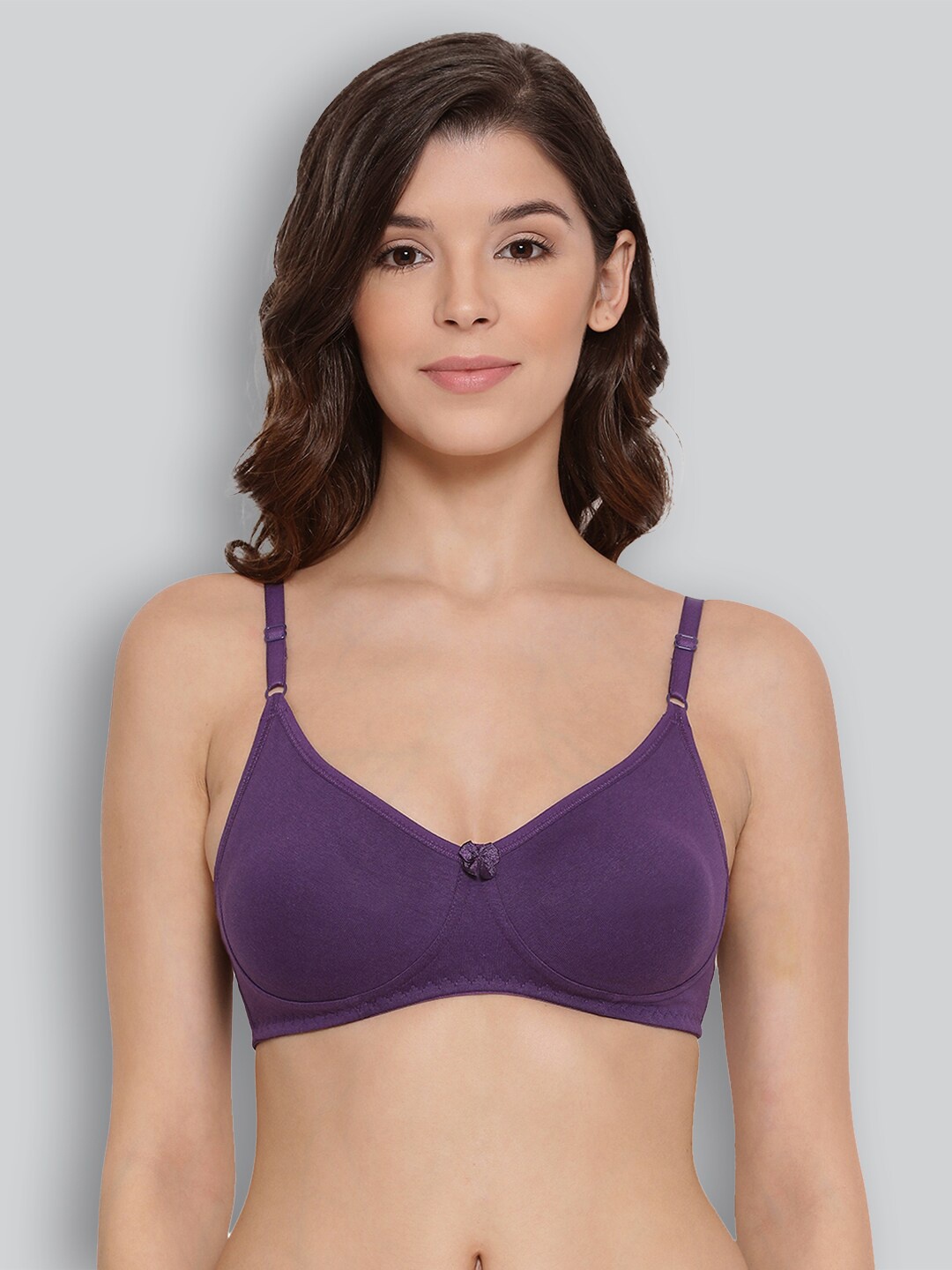 

LYRA Premium Cotton Seamless Moulded Tshirt Bra with Adjustable Strap, Violet