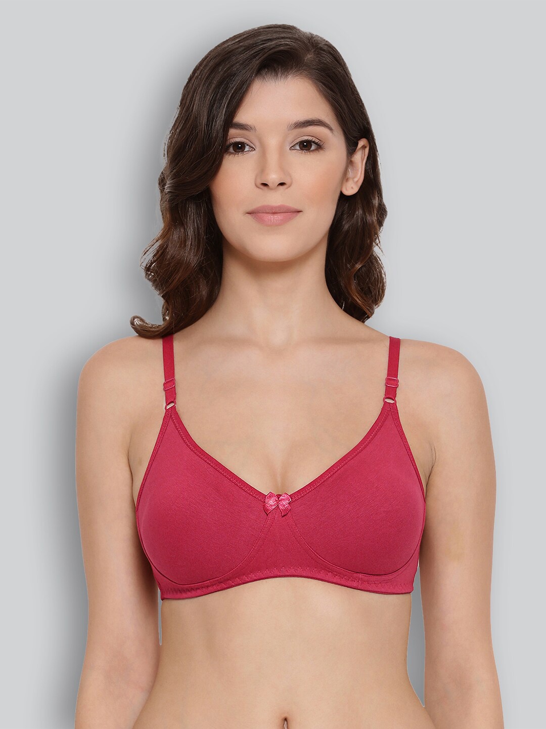 

LYRA Premium Cotton Seamless Moulded Tshirt Bra with Adjustable Strap, Red