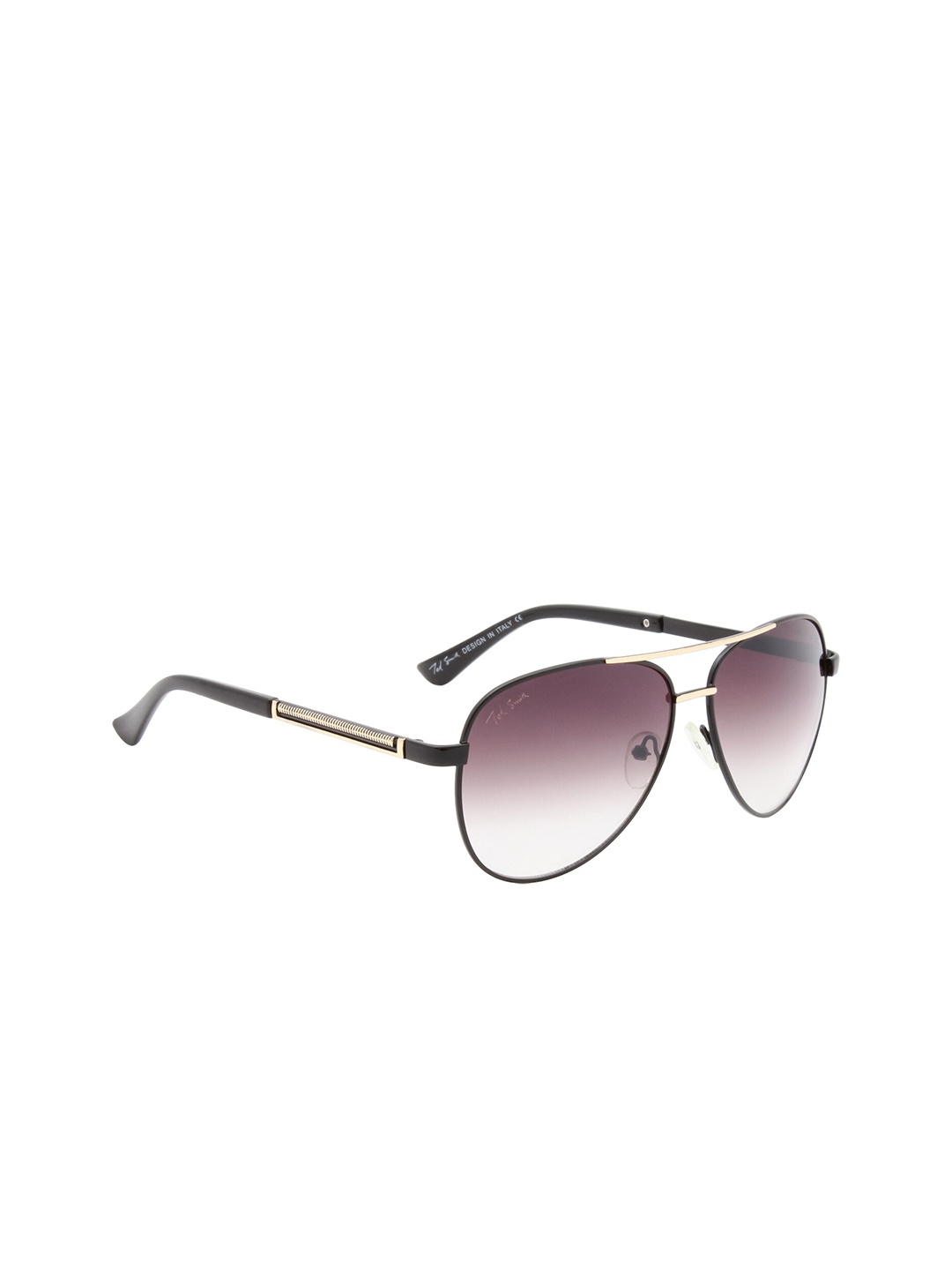 

Ted Smith Unisex Grey Lens & Gold-Toned Aviator Sunglasses with UV Protected Lens