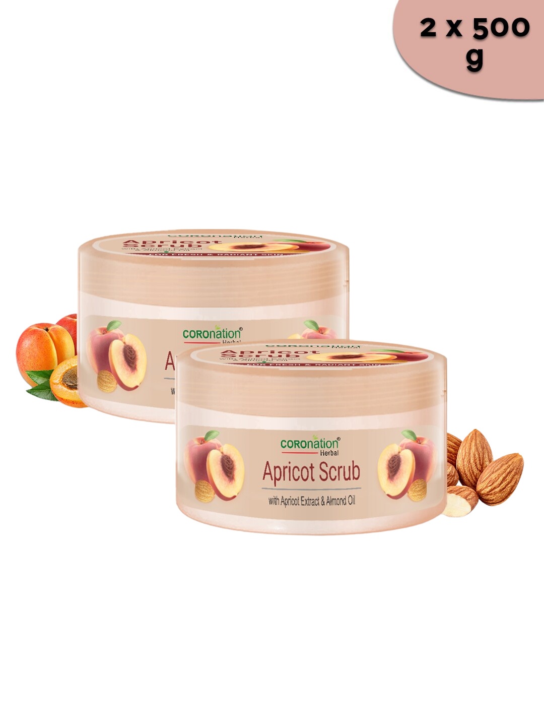 

COROnation Herbal Set Of 2 Herbal Apricot Face Scrub 500 g Each, Peach