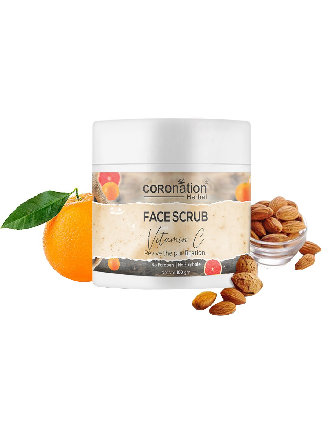 COROnation Herbal Vitamin C Face Scrub - 100gm, Yellow