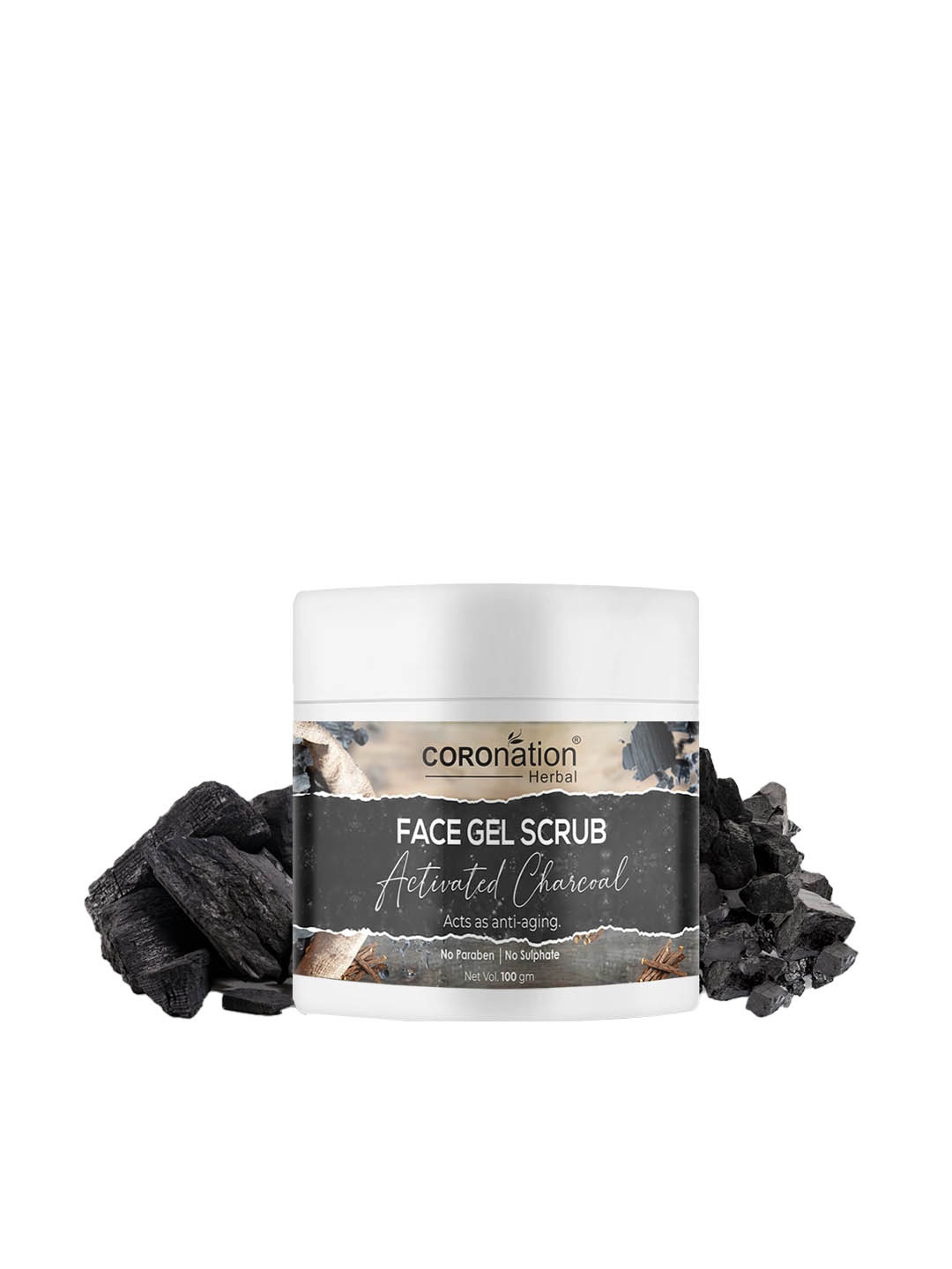 

COROnation Herbal Activated Charcoal Face Gel Scrub - 100gm, Grey