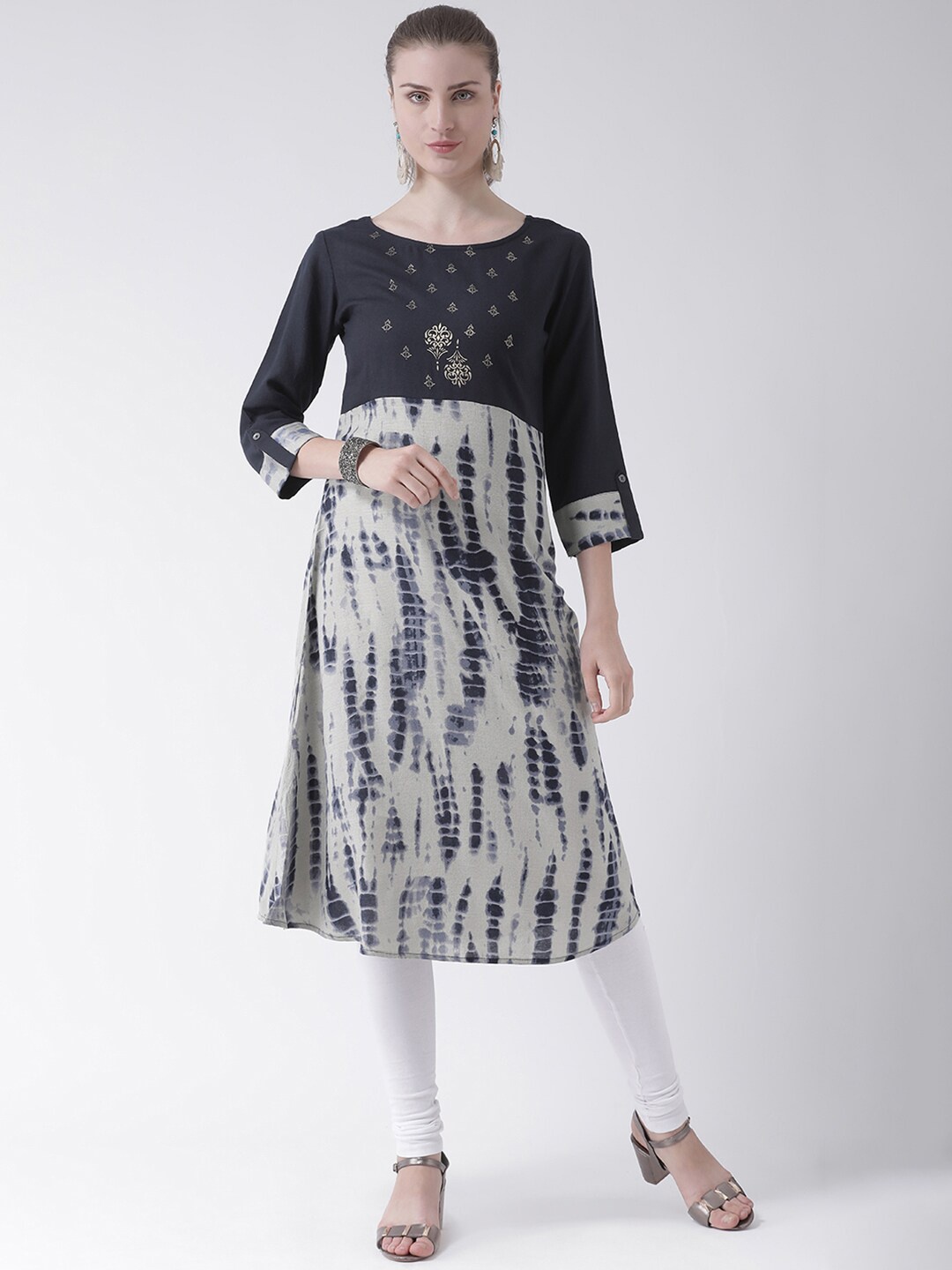 

Span Ethnic Motifs Printed Cotton Anarkali Kurta, Navy blue