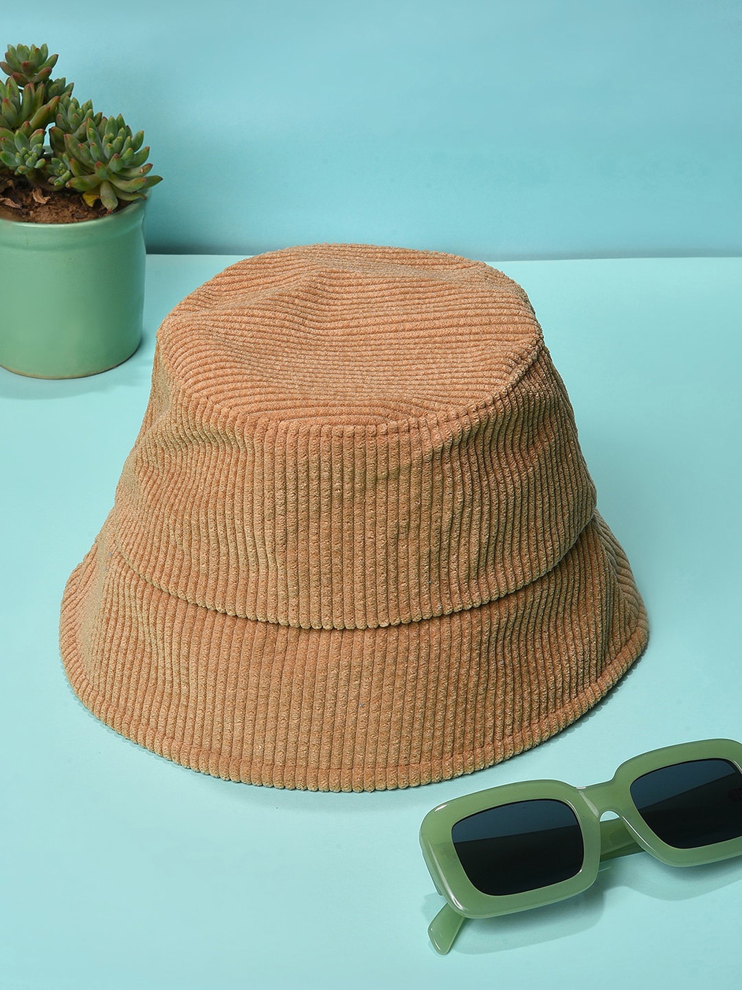 

HAUTE SAUCE by Campus Sutra Ribbed Anti-Sweat Bucket Hat, Beige