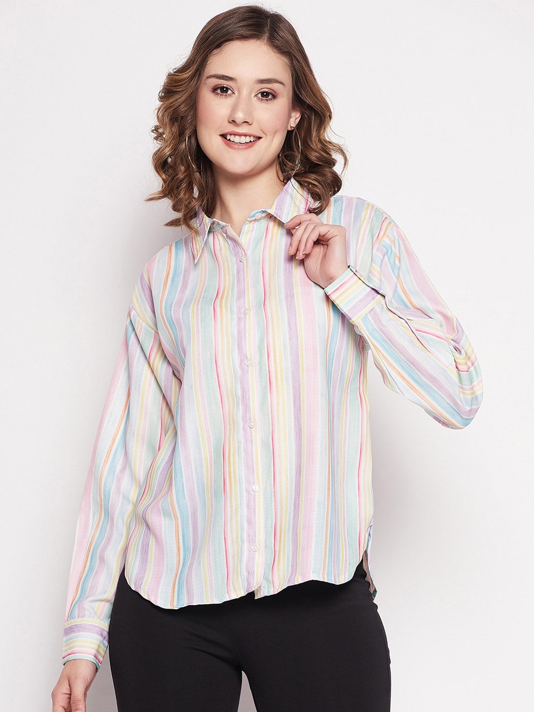 

Madame Striped Casual Shirt, White