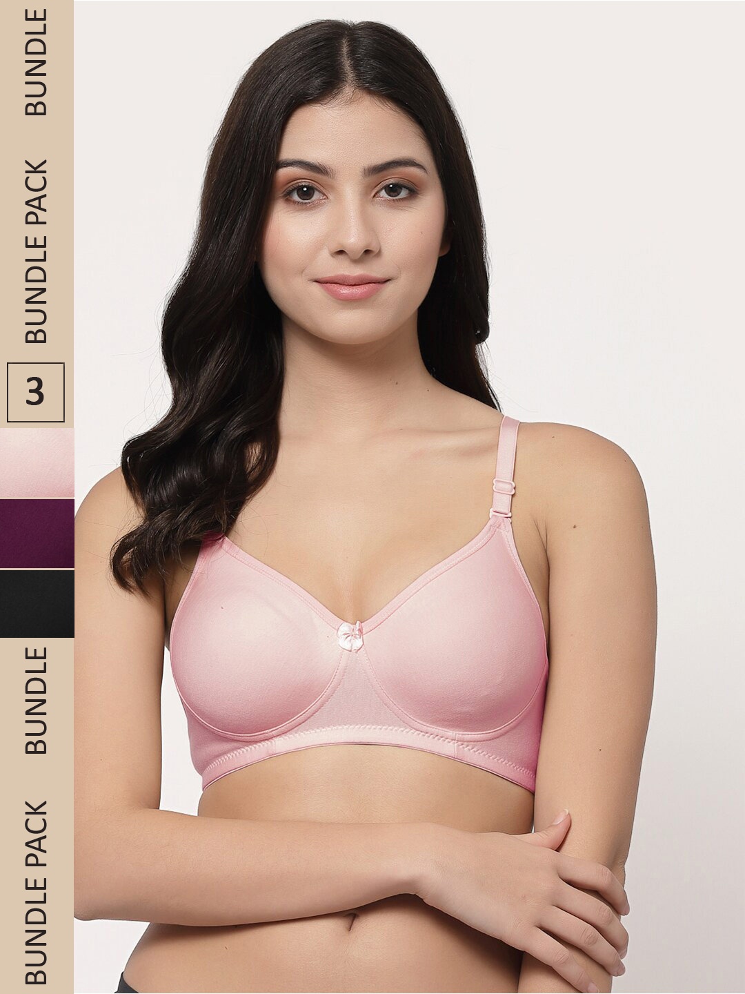 

Docare Pack Of 3 Lightly Padded Cotton Seamless T Shirt Bra, Pink