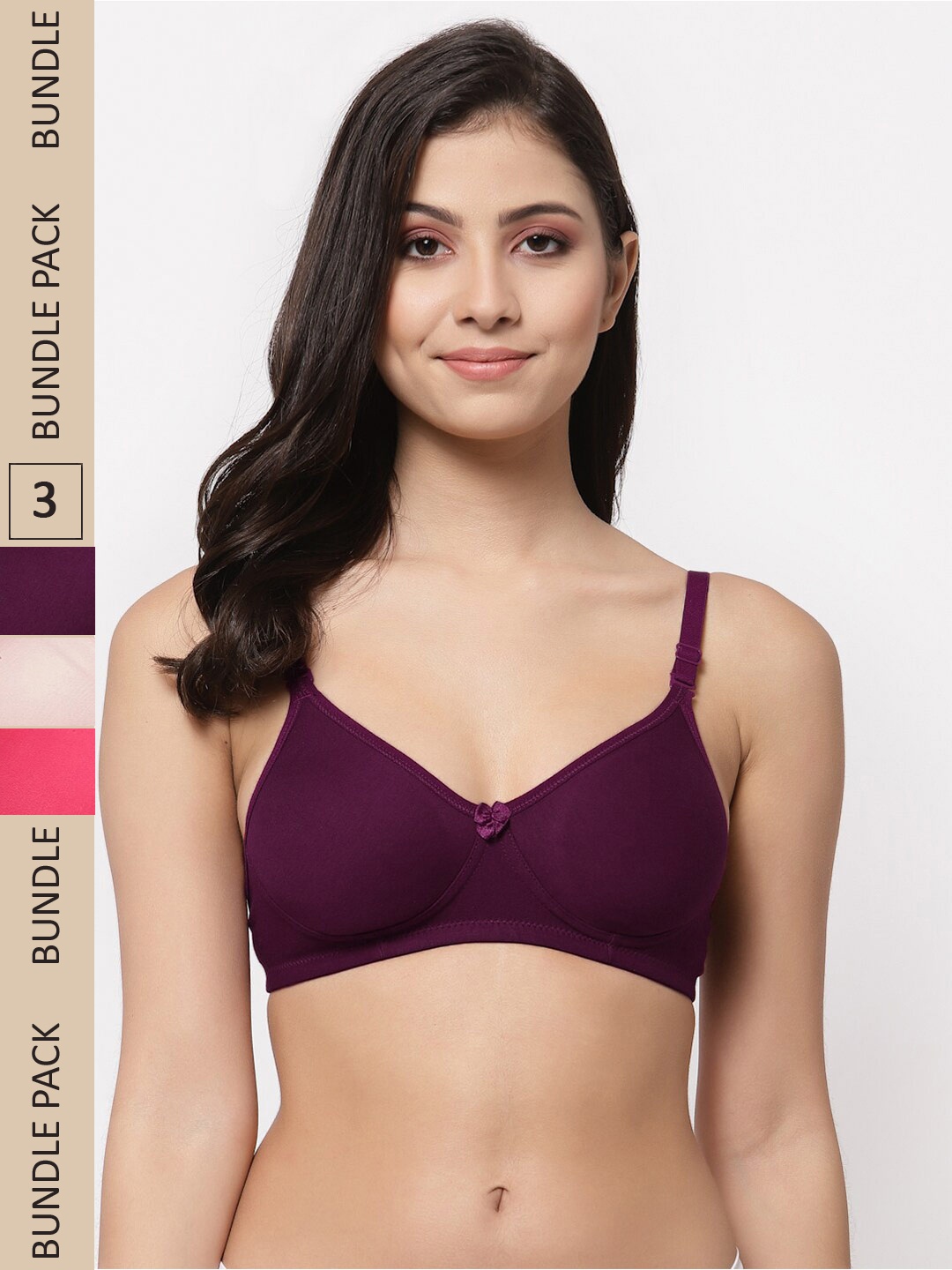 

Docare Pack Of 3 Lightly Padded Cotton Seamless T Shirt Bra, Pink