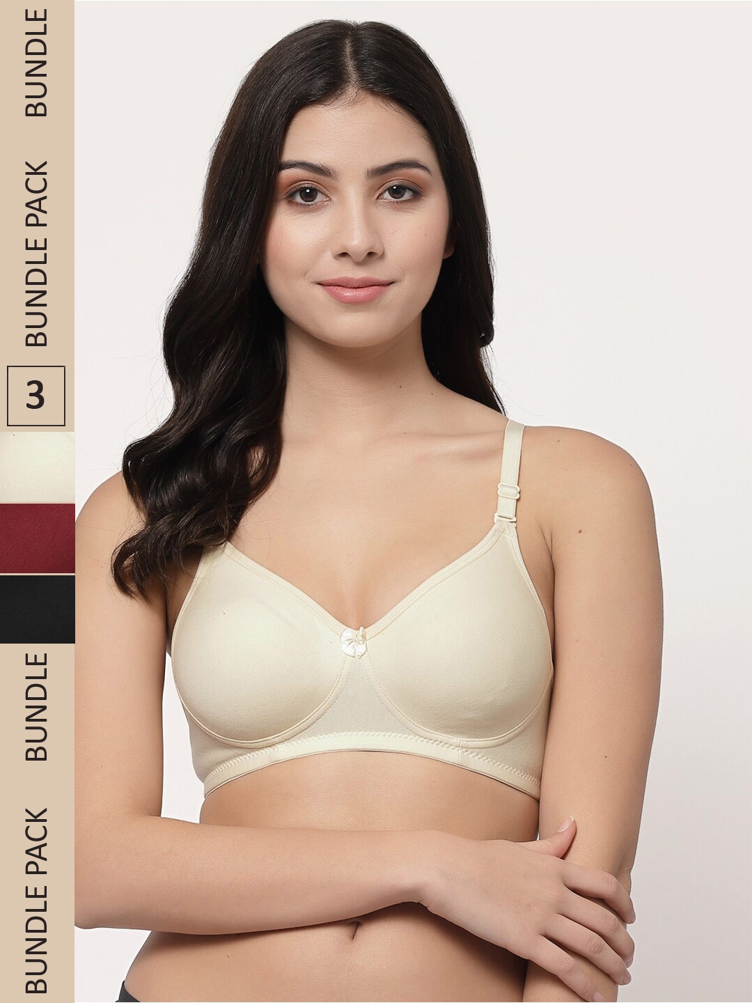 

Docare Pack Of 3 Cotton Lightly Padded Medium Support Seamless Bra, Cream