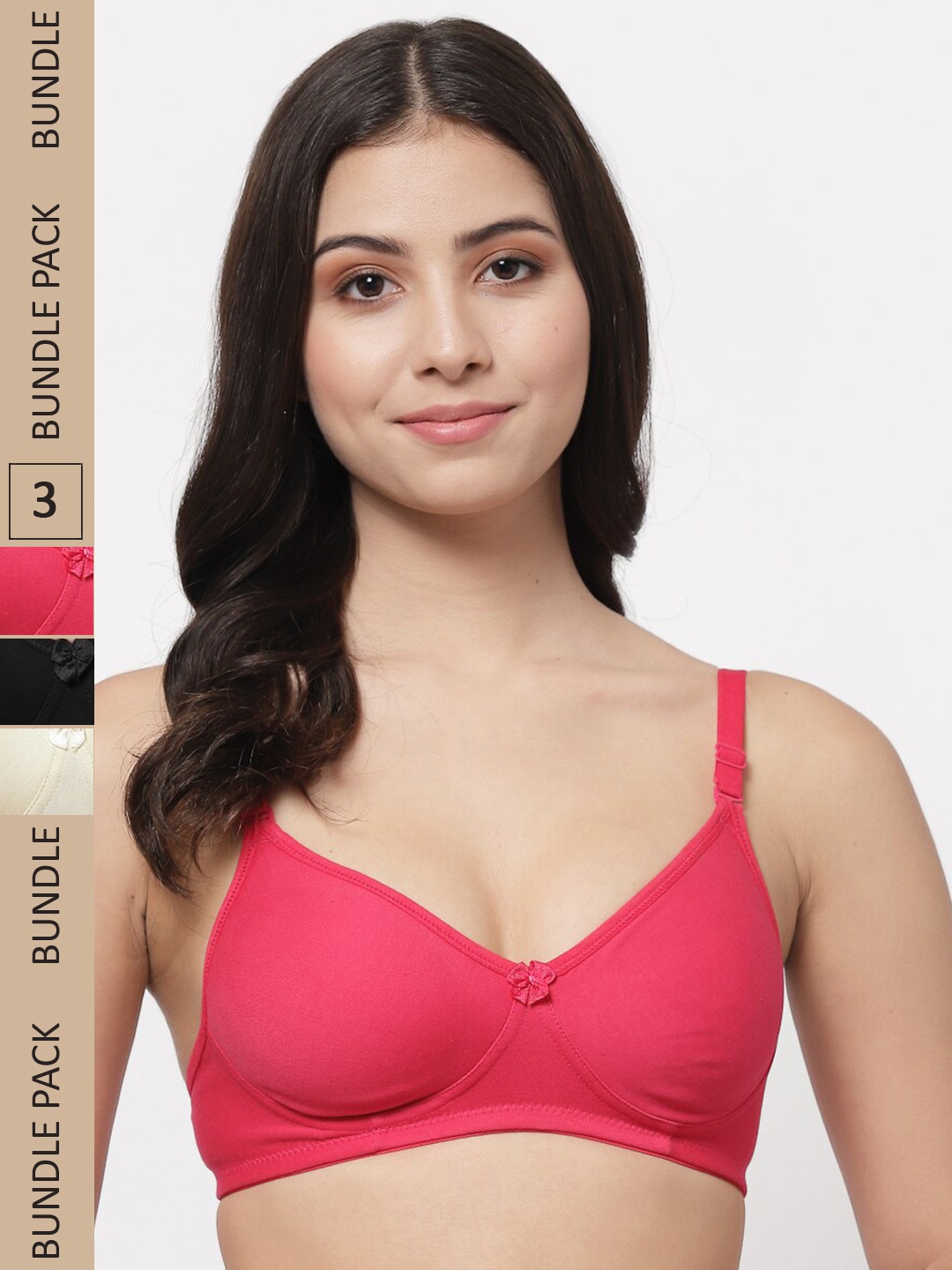

Docare Pack Of 3 Cotton Lightly Padded Medium Support Seamless Bra, Cream