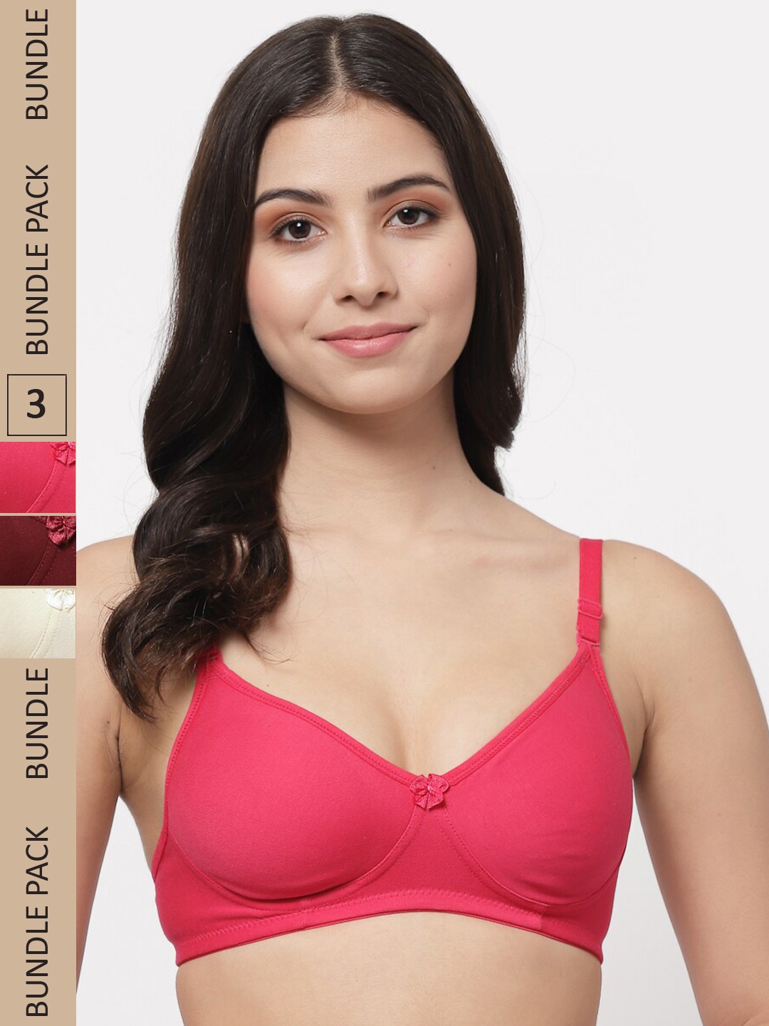 

Docare Pack Of 3 Cotton Lightly Padded Medium Support Seamless Bra, Cream