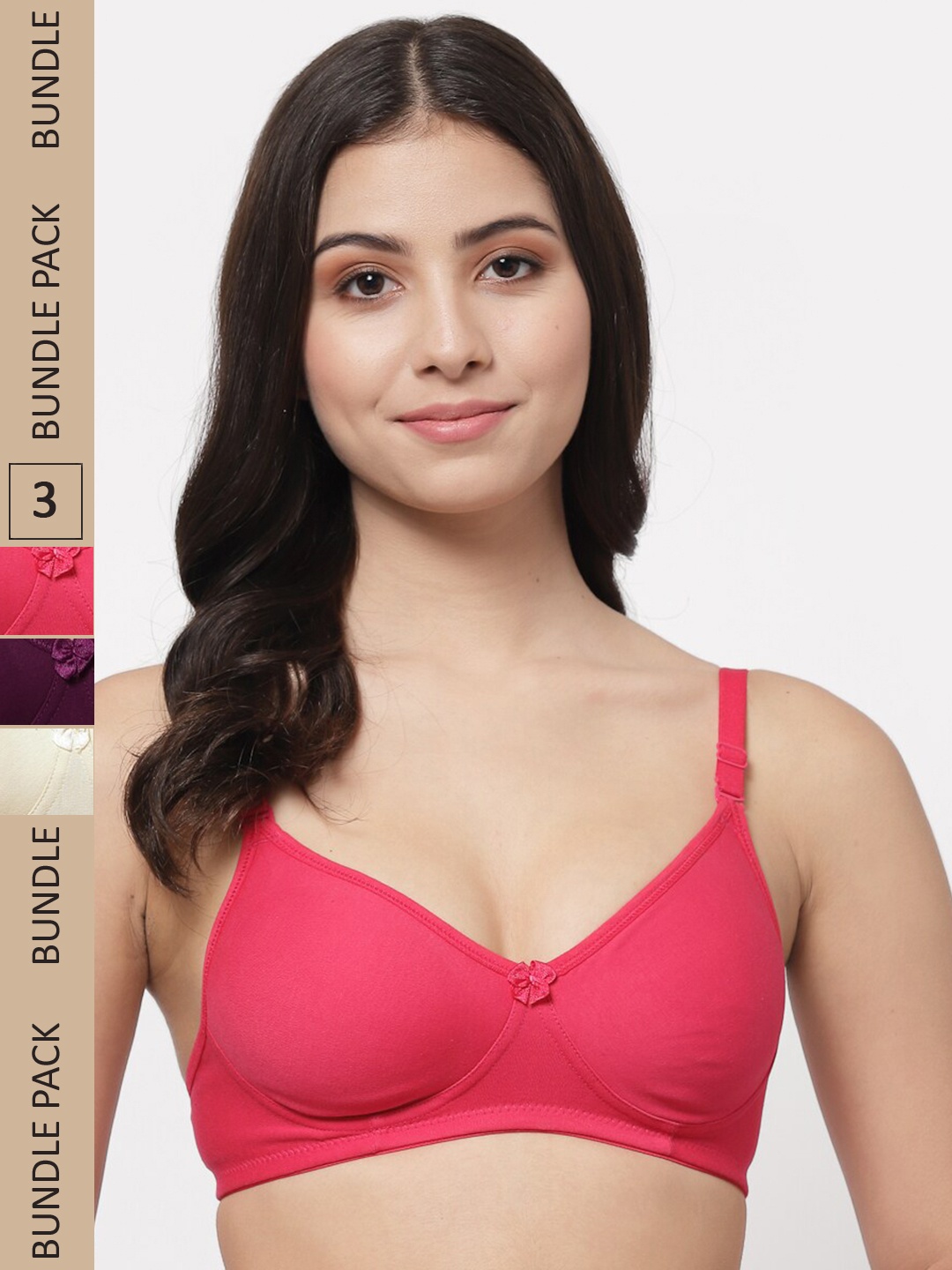 

Docare Pack Of 3 Cotton Lightly Padded Medium Support Seamless Bra, Cream