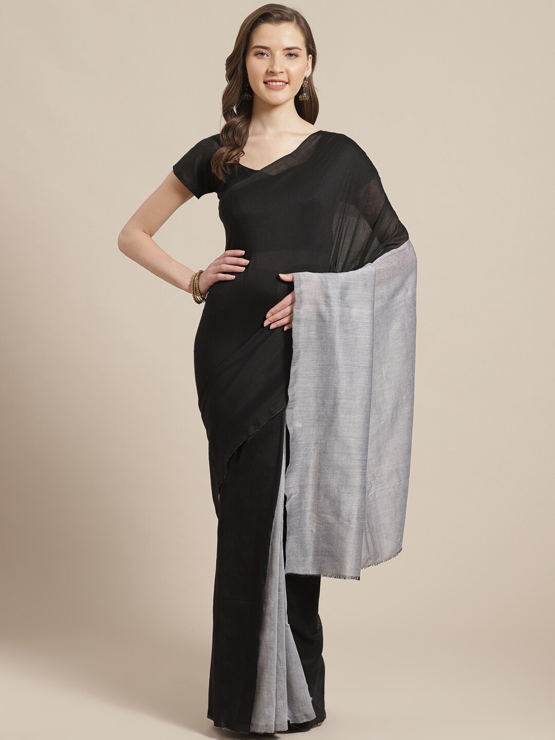 

Laa Calcutta Half And Half Saree, Silver