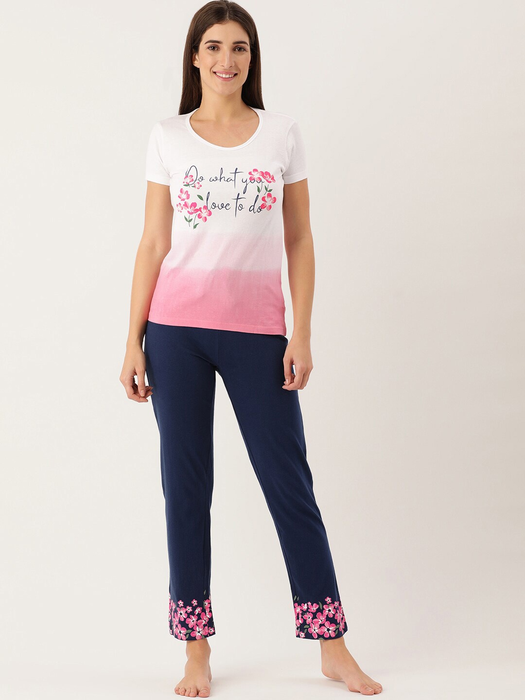 

Slumber Jill Typography Printed Pure Cotton Night Suit, Pink