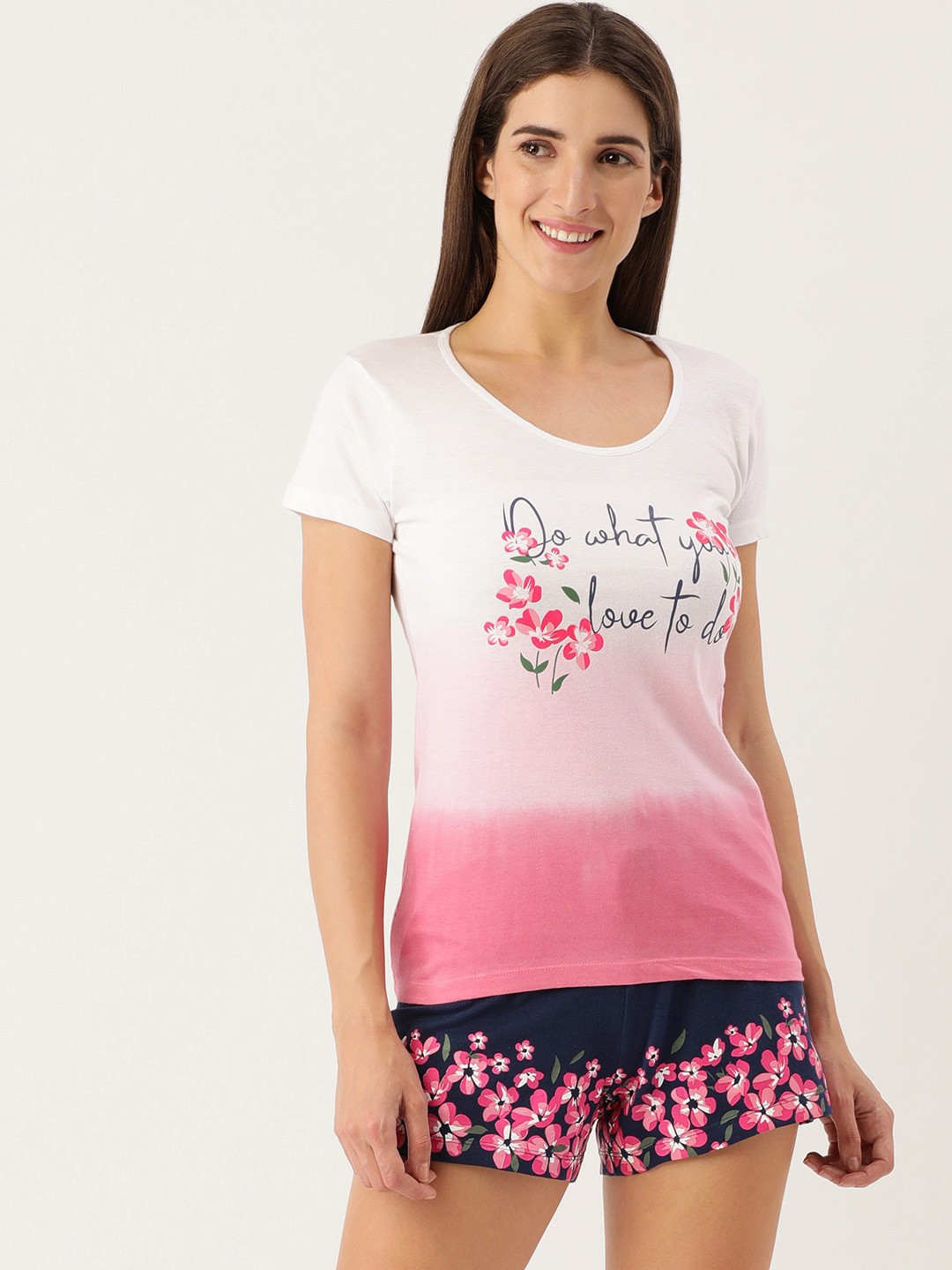 

Slumber Jill Typography Printed Pure Cotton Night Suit, Pink