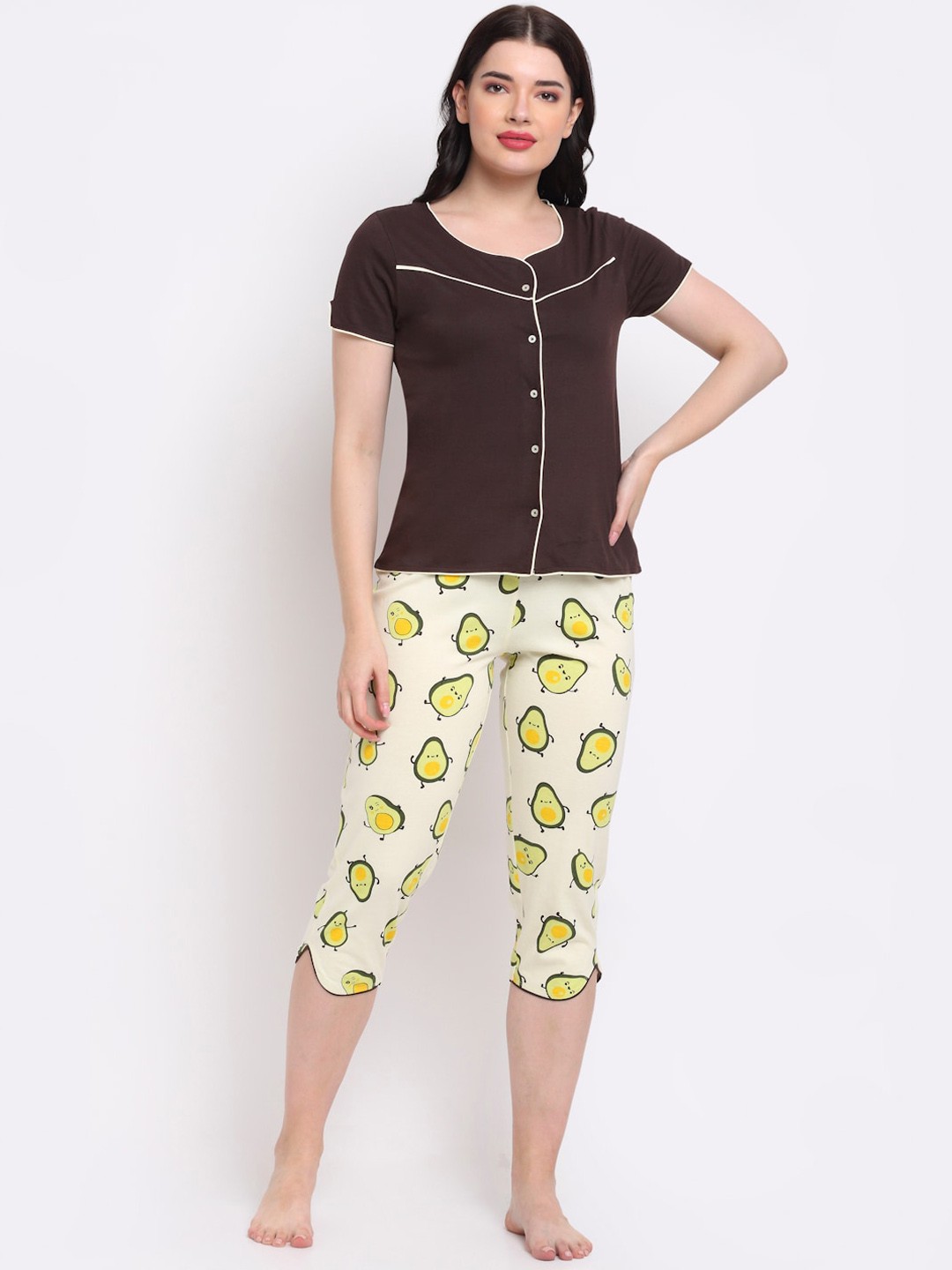 

Slumber Jill Conversational Printed Pure Cotton Night Suit, Yellow