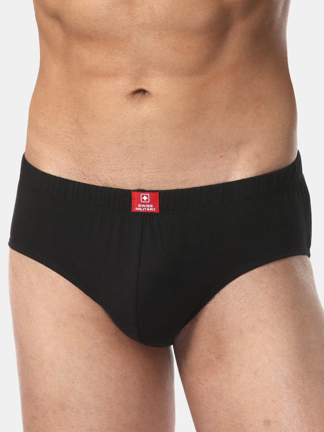 

SWISS MILITARY Men Cotton Basic Briefs, Black