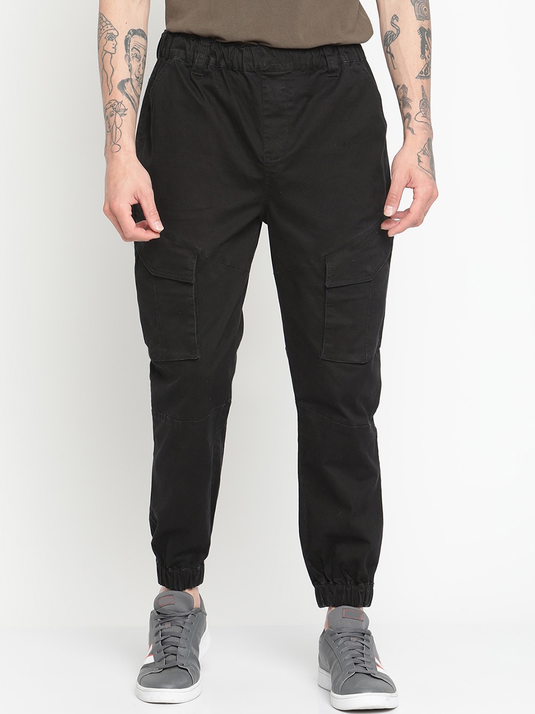 

PUNK Men Relaxed Loose Fit Cotton Joggers, Charcoal