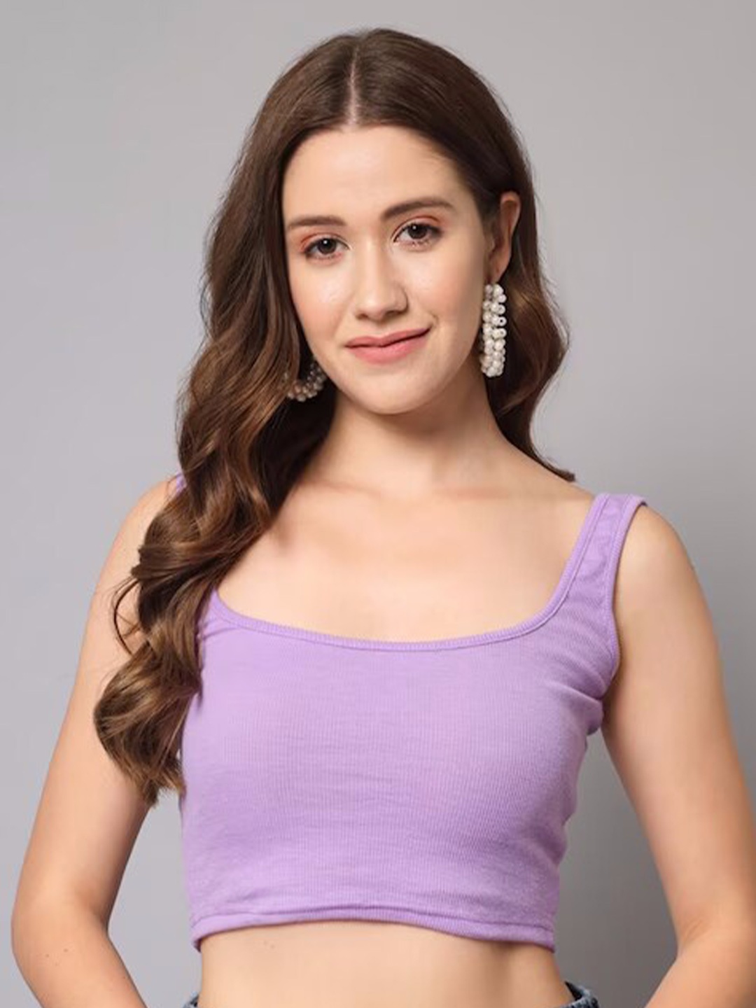 

COLOR CAPITAL Scoop Neck Fitted Crop Top, Lavender