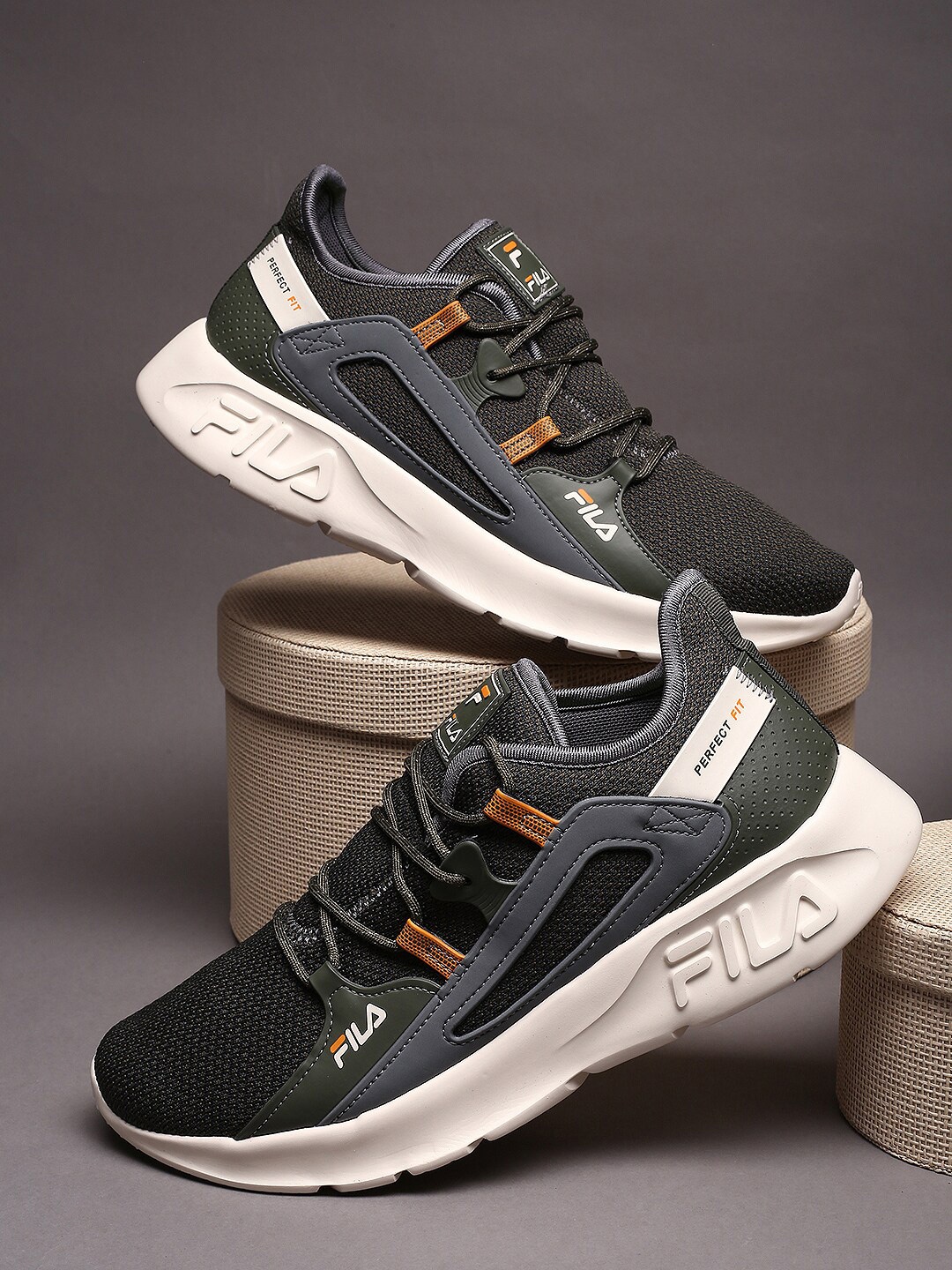 

FILA Men Woven Design Perfect Fit Sneakers, Olive