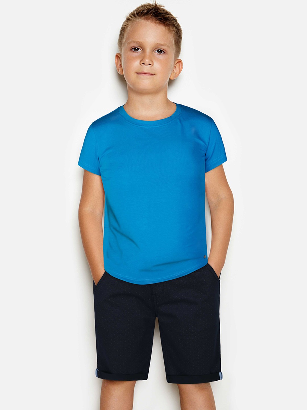 

Gini and Jony Boys Micro Ditsy Printed Cotton Mid Rise Shorts, Navy blue