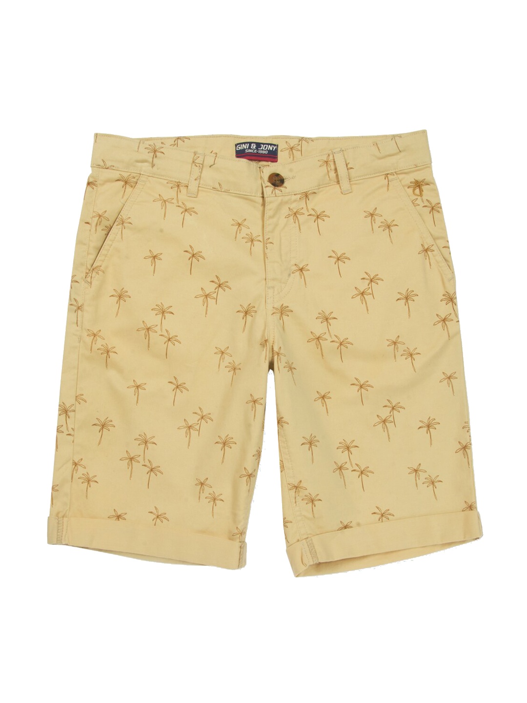 

Gini and Jony Boys Conversational Printed Cotton Shorts, Beige