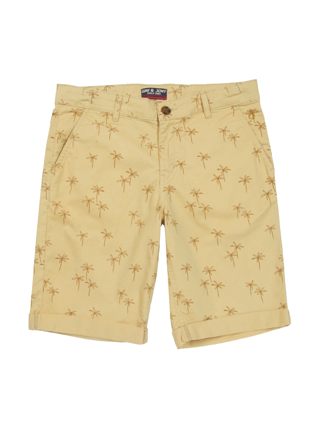 

Gini and Jony Boys Conversational Printed Cotton Shorts, Beige