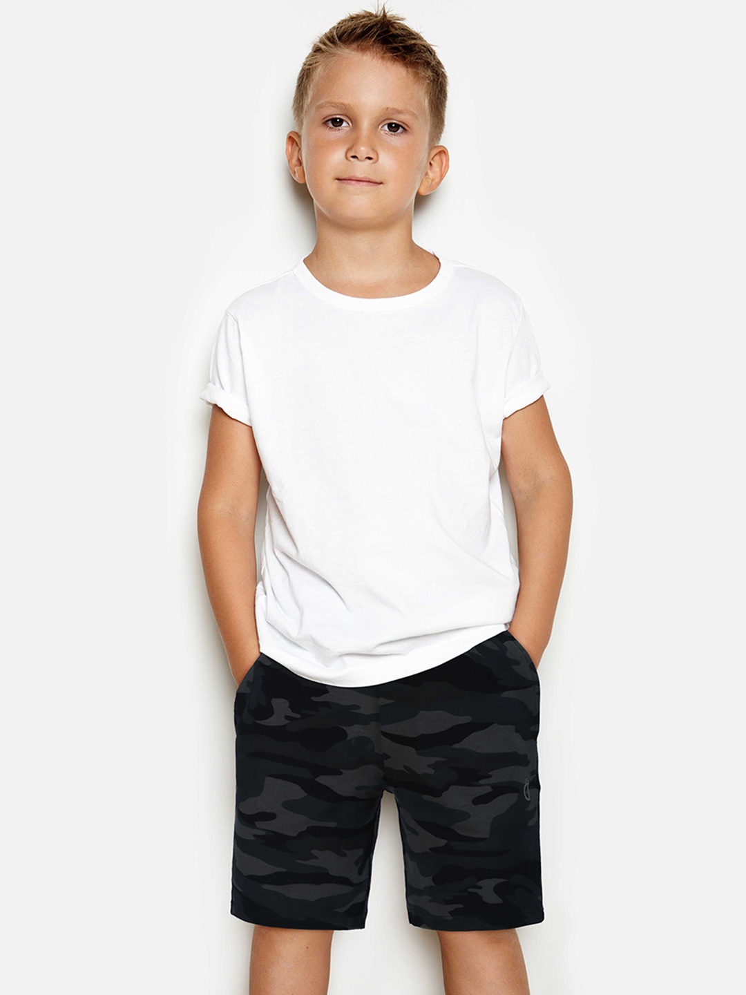 

Gini and Jony Boys Camouflage Printed Cotton Shorts, Grey