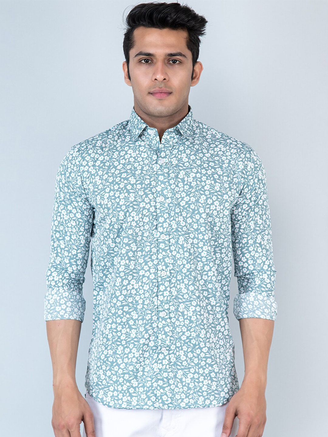 

Tistabene Floral Printed New Fit Casual Shirt, Sea green