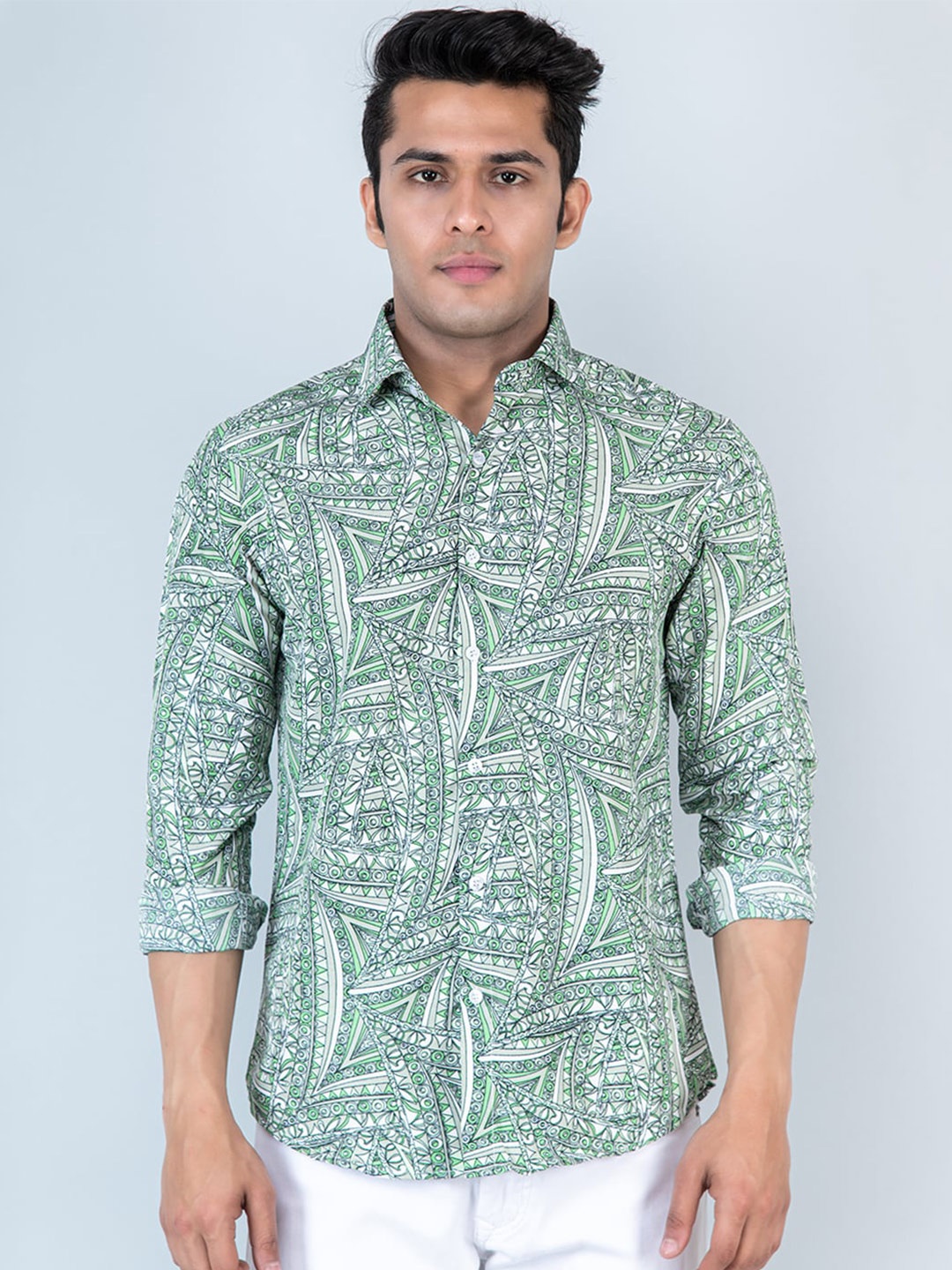 

Tistabene Ethnic Motifs Printed Casual Shirt, Green