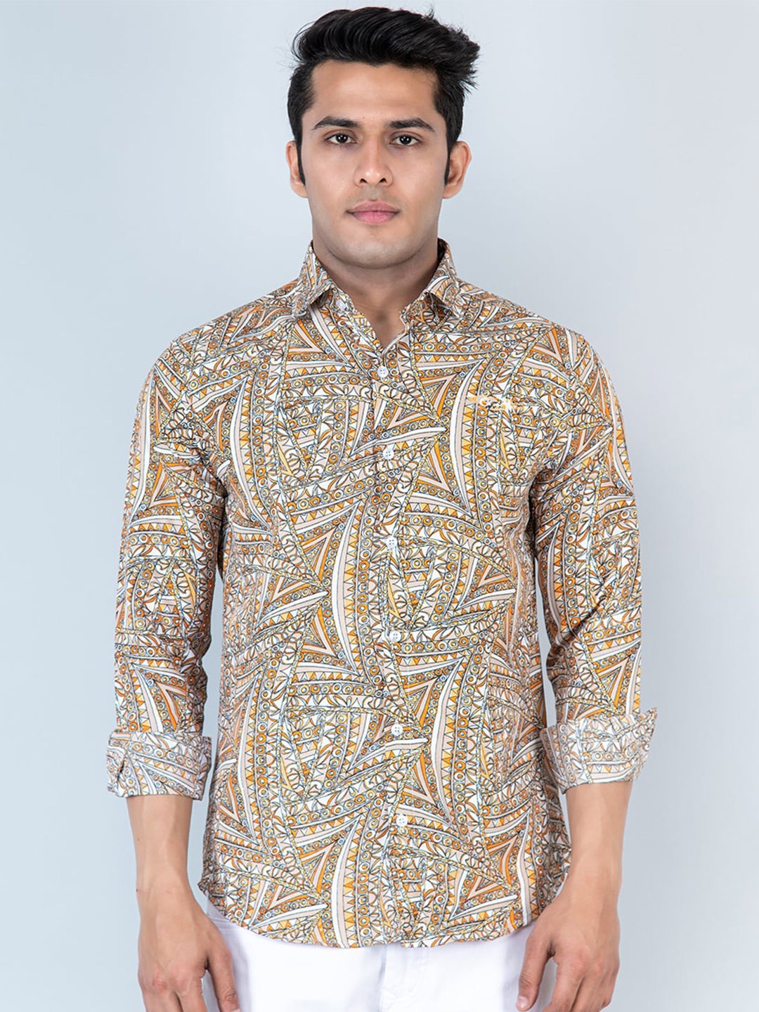 

Tistabene Ethnic Motifs Printed Casual Shirt, Orange