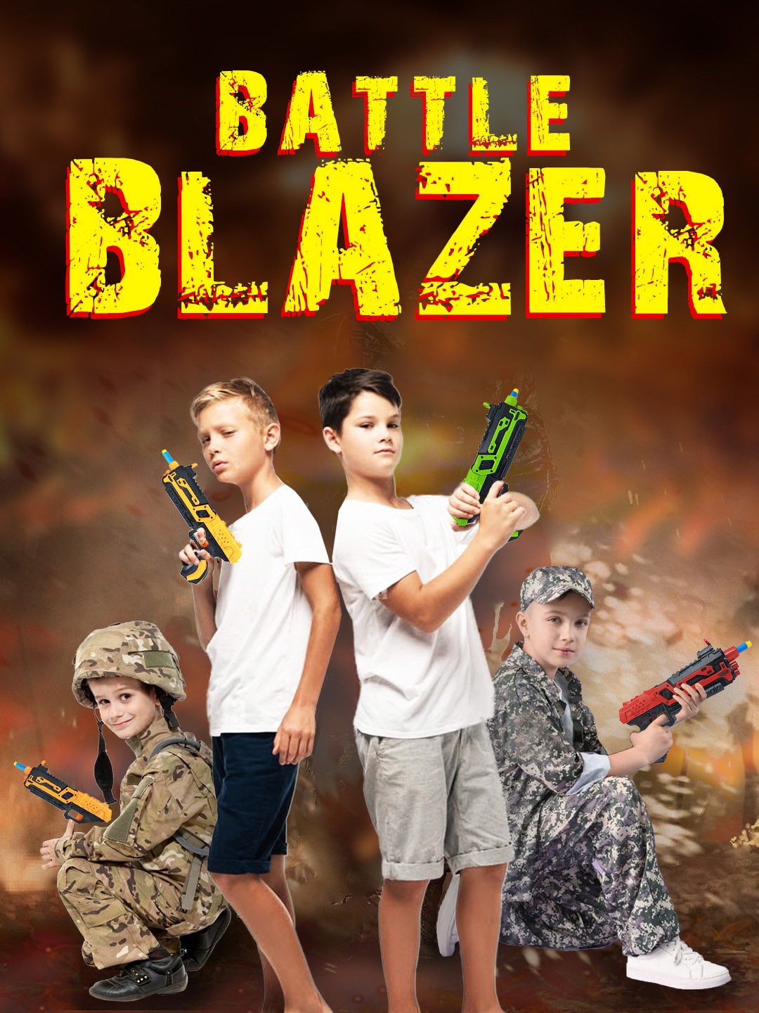 

WEMBLEY Kids Battle Blazer Gun Foam Bullets Target Shooting Battle Fight Game, Green