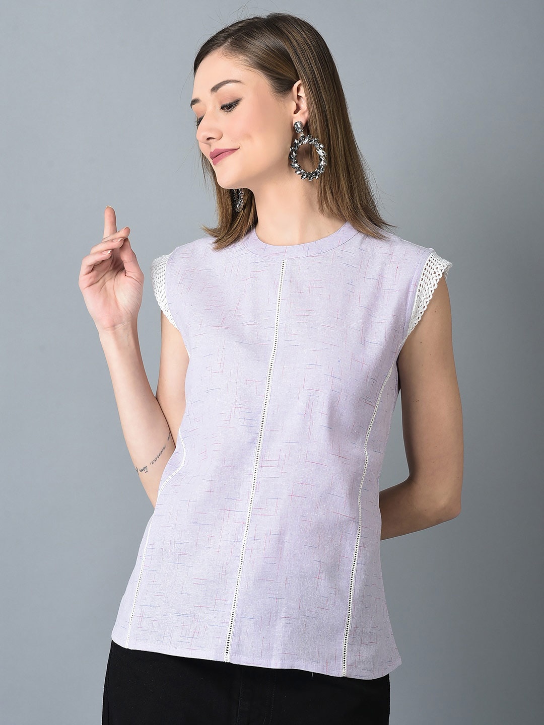 

CANOE Cotton Extended Sleeves Top, Purple