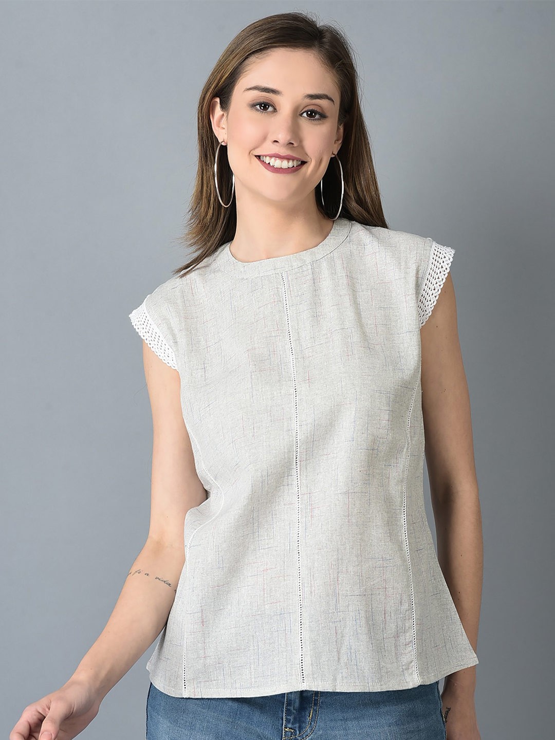 

CANOE Extended Sleeves Cotton Top, Grey