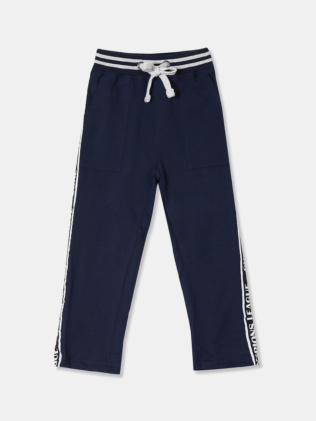 

V-Mart Boys Regular-Fit Mid-Rise Cotton Track Pants, Navy blue