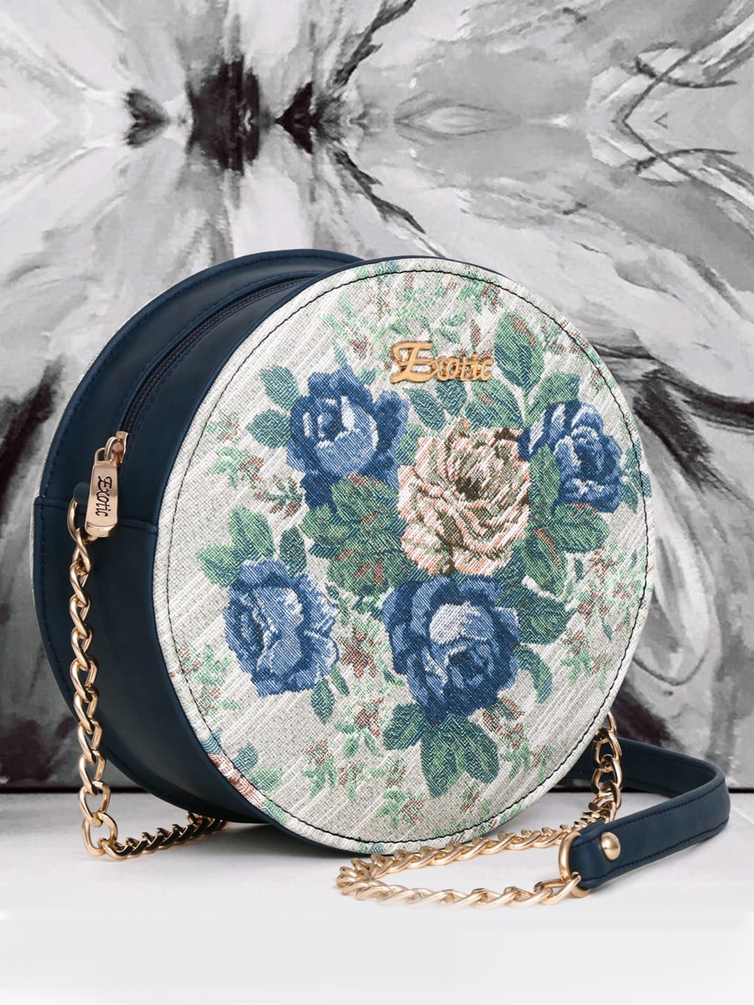 

Exotic Women Floral Printed Box Clutch, Blue