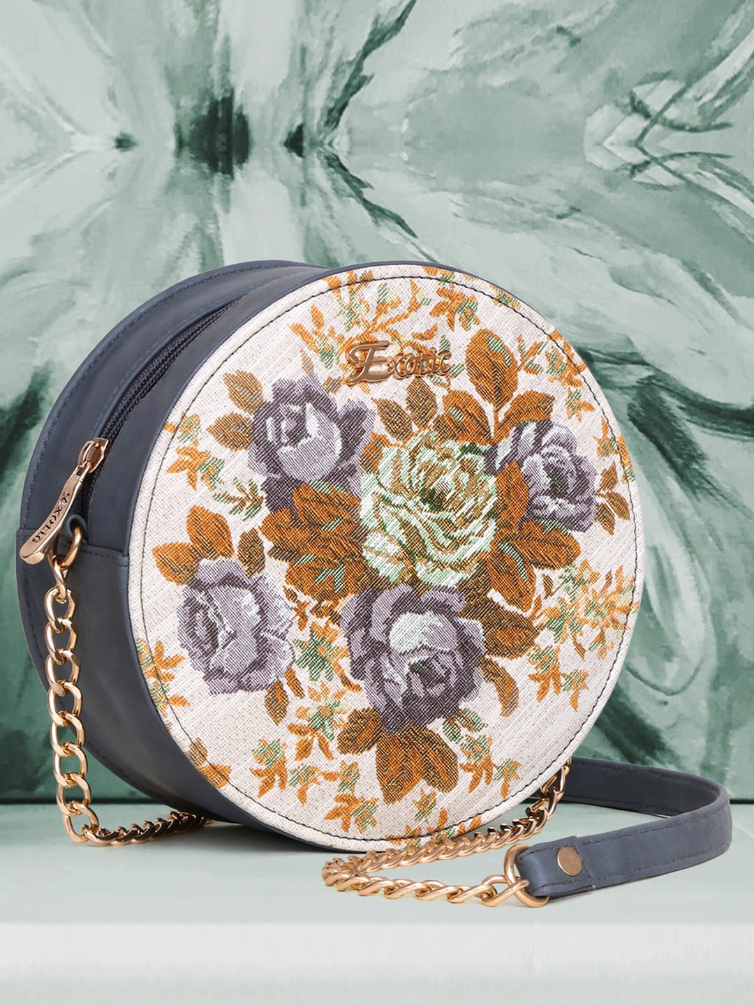 

Exotic Women Floral Printed Box Clutch, Grey