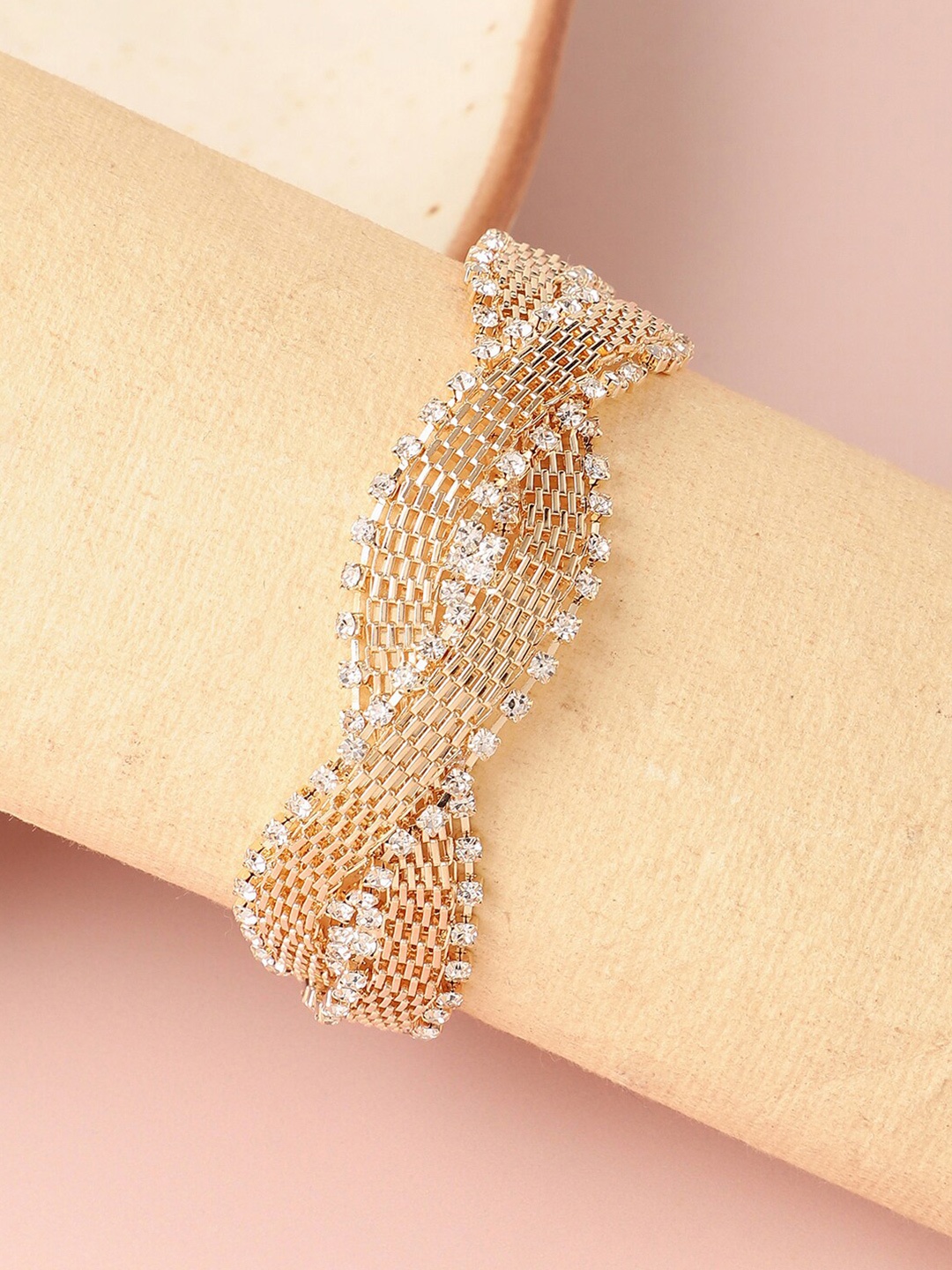 

SOHI Women Gold-Plated Bangle-Style Bracelet, White