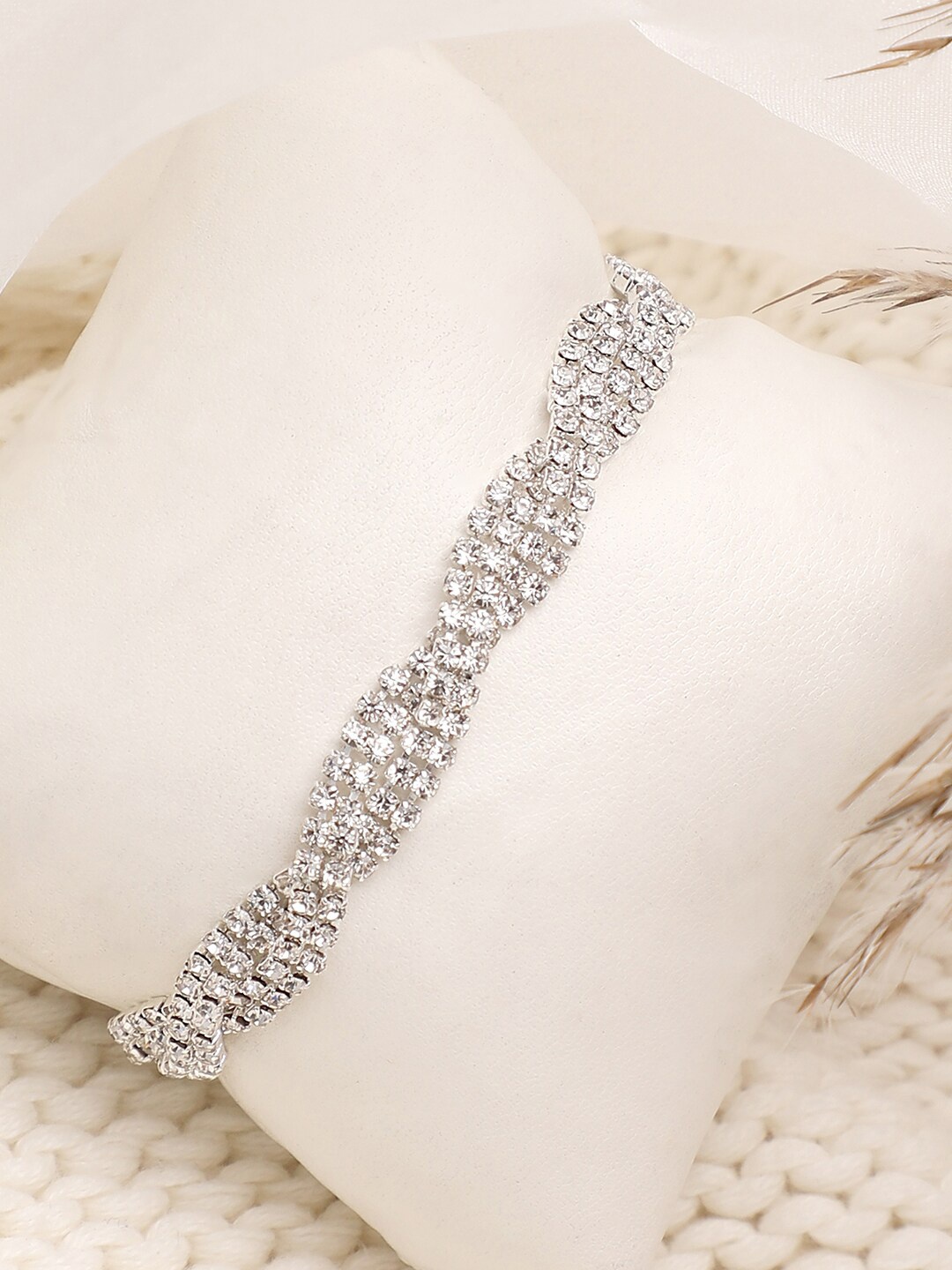 

SOHI Silver-Plated Charm Party Rhinestones Bracelet