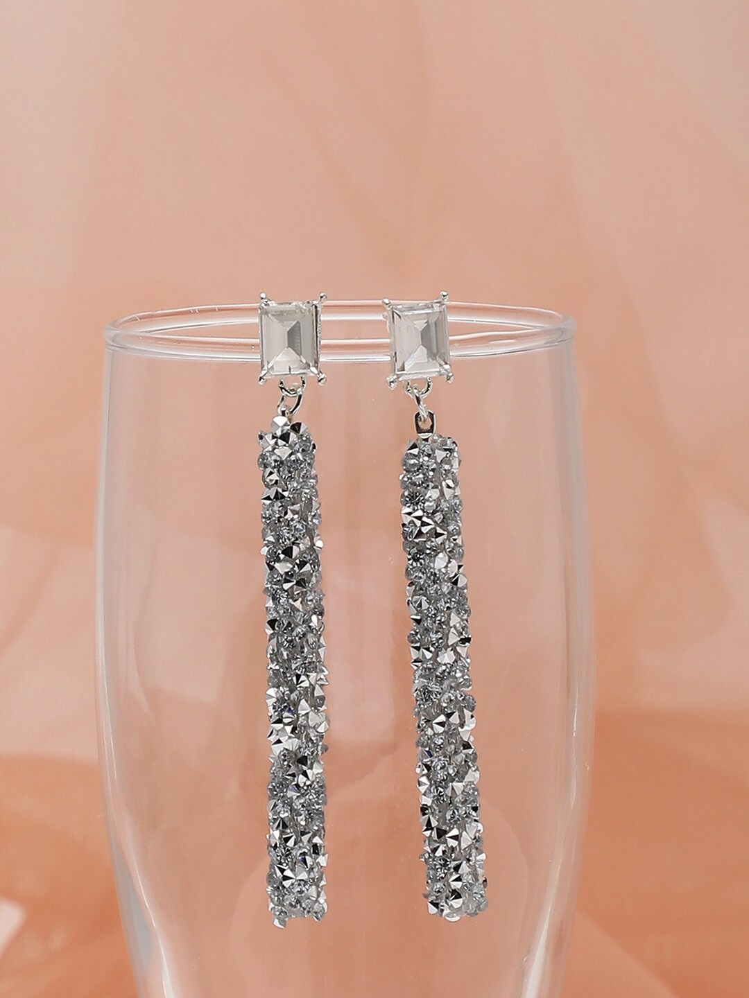 

SOHI Silver-Plated Contemporary Drop Earrings, White